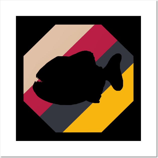 Piranha Loves Fishing Gift Dangerous Fish Wall Art by FindYourFavouriteDesign